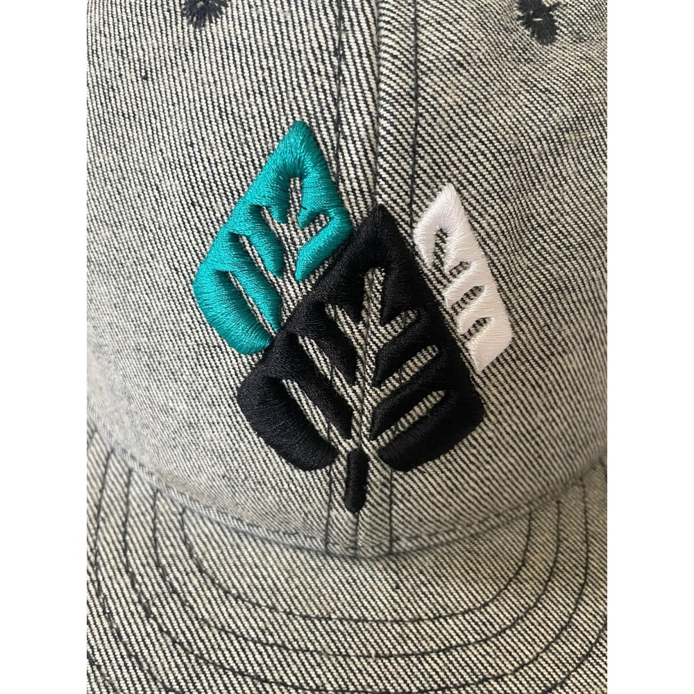 Estate LA Mens OSFM Snapback Hat Grey Verde Leaf Embroidered Denim Streetwear - Picture 3 of 13